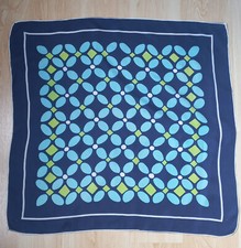 Foulard carre vintage bleu vert vintage