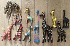 Lot 11 Girafes Décoration Bois Peintes Cuir Design Collection