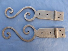 2 pentures charnières fer forgé ouvragé ancienne Lg déployé 37 & 38,5 cm Porte