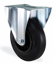 Roulette fixe caoutchouc noir 200mm charge 220kg