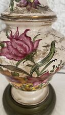 Pied De Lampe XIXe Porcelaine et laiton Décor Floral Main/636165A4