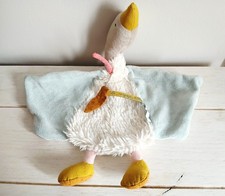 Moulin Roty Doudou plat oie le voyage d'Olga blanc bleu