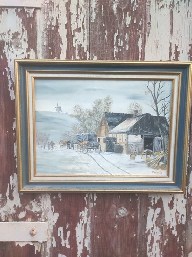 Ancien tableau huile sur toile - huile,