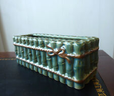 ANCIENNE PETITE JARDINIERE EN BARBOTINE À DÉCOR DE BAMBOUS