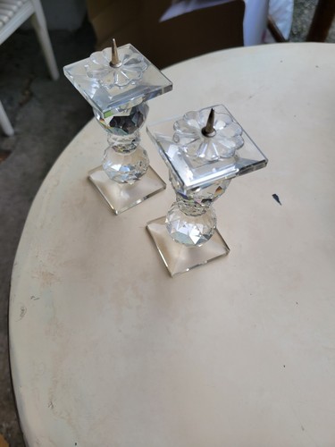 Paire bougeoirs cristal - paire, de