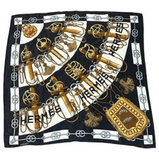 Écharpe HERMES Carre 90 Cliquetis soie 100% multicolore designer J.Abadie Occ...