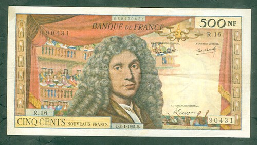 Rare billet 500nf molière - billet,