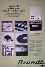 PUBLICITÉ 1974 BRANDT CUISINIÈRE MODÈLE 604 D 65 2 FEUX GAZ - ADVERTISING