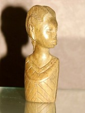 ART-AFRICAIN STATUE BUSTE DE FEMME RÉPUBLIQUE DÉMOCRATIQUE DU CONGO 1969 TBE 