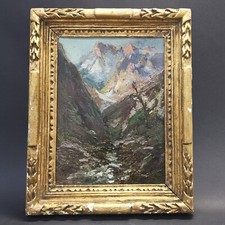 Emile NOIROT (1853-1924), Huile Sur Carton « Paysage De Montagne »