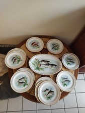 Service à Poisson Porcelaine de Limoges 13 Pièces Ancien.