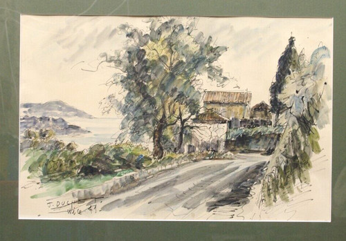 Aquarelle vue nice 1971 par - nice,