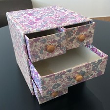 Ancien coffre bijoux rangements tissu Liberty VTG