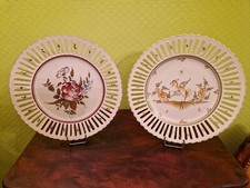 Paire d'assiette Contemporaine en Faïence de Malicorne décor Moustier Strasbourg