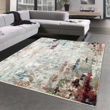 Tapis moderne Aspect Soie design abstrait | brillant & doux | turquoise-orange