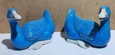 vrai paire de canards en porcelaine chinoise Bleue turquoise