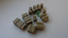 ho 5 caisses munitions militaire  et  10 futs kaki  1/87 décor train maquette