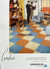 PUBLICITE LINOLEUM LINO REVETEMENT SOL PLASTIQUE DE 1955 FRENCH AD PUB VINTAGE