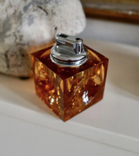 Briquet Table Glaçon Verre Murano Orange Vintage Antonio Imperatore 70s