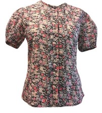 Cacharel Womens Blouse Size S Liberty Cotton Floral Short Sleeved Vintage 90s