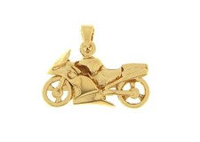 Pendentif Moto de Route Plaqué Vermeil et Laminé Or
