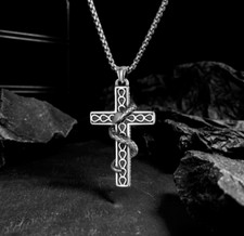 Collier croix serpent - , chaîne