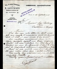 NANTES (44) VINS "M. GAUFFRIAUD" Lettre en 1919