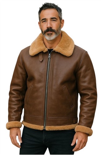 Veste cuir shearling b3 - cuir,