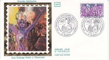 Enveloppe 1er jour Eclairage public à l'électricité 1982 Soie CEF