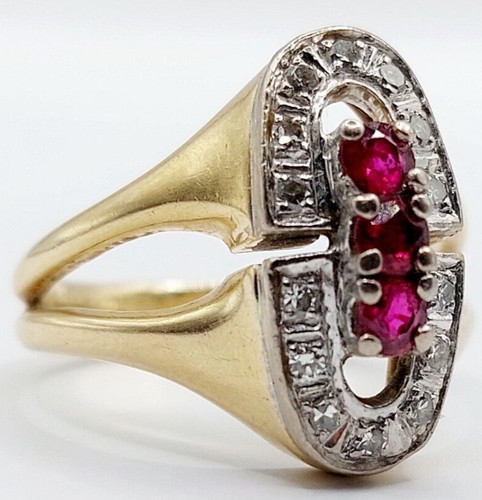 Bague chevalière 14k rubis - 14k,