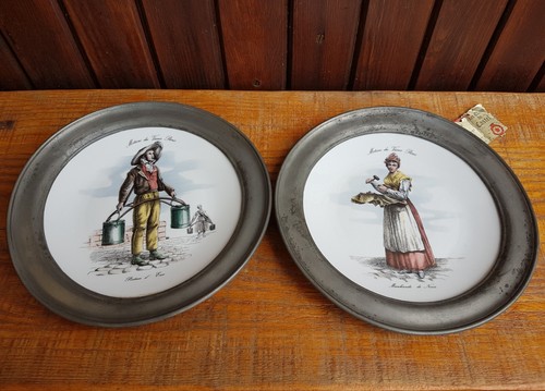 Lot assiette murale étain