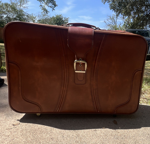 Brown leather hard sided - leather, hard-sided
