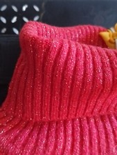 SUPERBE PULL Rouge  A Paillettes NEUF  100% laine  🐑🐏🇨🇵  