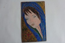 Plaque émaux d'art cuivre Portrait Femme (68647)