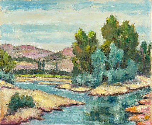 Paysage provence gouache - de,