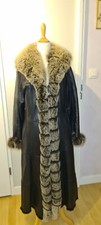 Manteau cuir et fourrure femme