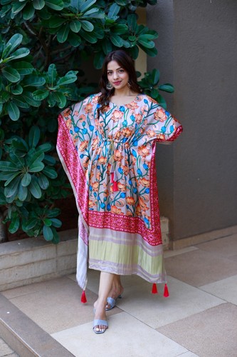 Robe maxi kaftan soie gaji - robe,