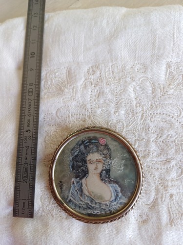 Broche ancienne peinture main - broche,