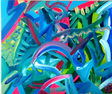 ART TABLEAU PEINTURE ABSTRAITE  HUILE TOILE PARIS SIGNE MB BERRY 2013