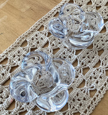 Paire De Bougeoirs En Forme De Fleur Cristal De Bayel Vintage 
