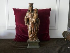 vierge à l'enfant en bois doré,tilleul,18ème,H 33cm,P 720g,soclé bois