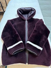 Veste oversize peau lainée bordeaux, taille 38, excellent état 