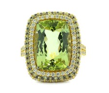 Bague Turmaline Couleur Rares Saphirs Diamants 13,54 CARATS Or Jaune 750 Italie