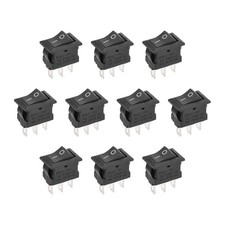 Mini Bateau Interrupteur Bascule Noir ON/OFF AC 250V/3A 125V/6A 10Pcs
