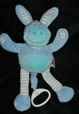 ?Peluche Doudou Ane Cheval Zèbre Bleu Musical TEX CARREFOUR 26 / 32 Cm