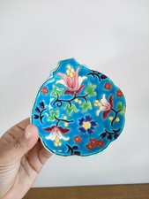 Vide Poche Coquille en Faïence Emaux De Longwy France Coloré Ancien 