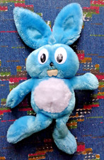 SB1 / RARE DOUDOU PELUCHE VINTAGE LAPIN BLEU BLANC LIONELLA AN 70  30/45cm TBE