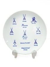 Vaisselle porcelaine Meissen assiette blanche épées croisées marque Allemagne...