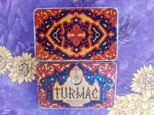 Boite Métal Tôle Sérigraphiée Vintage 25 cigarettes Turmac Orange Gold Tipped