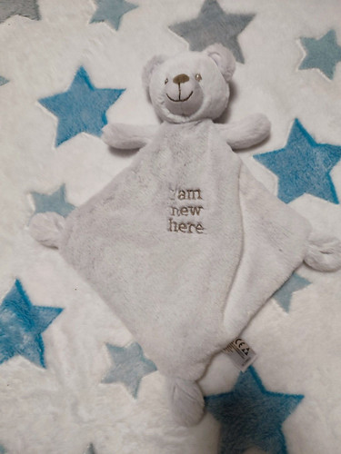 Doudou plat ours blanc gris - ours,
